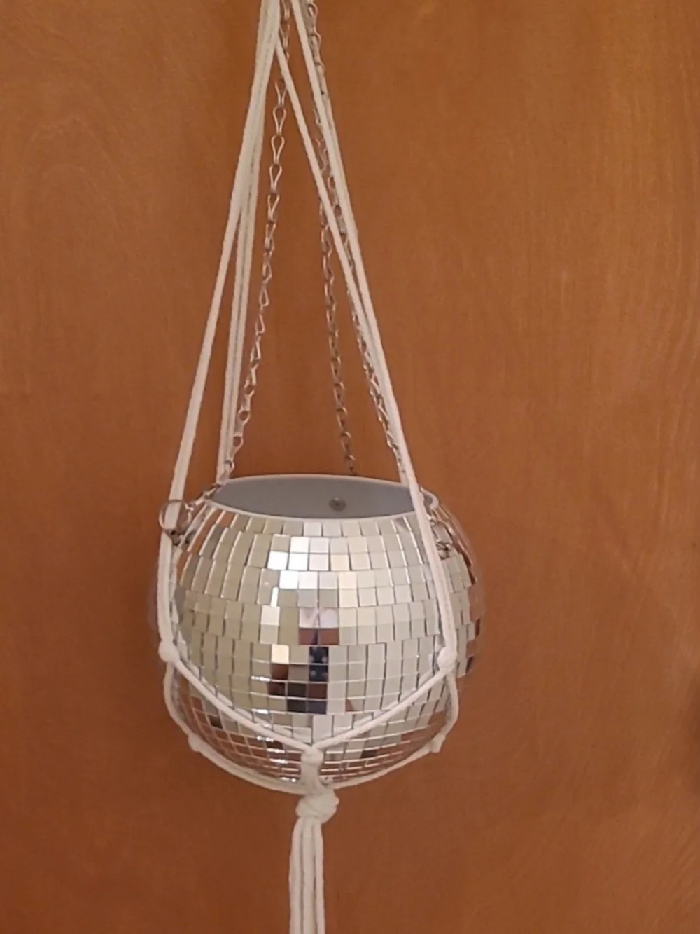 8 Inch Silver Hanging Disco Ball Planter